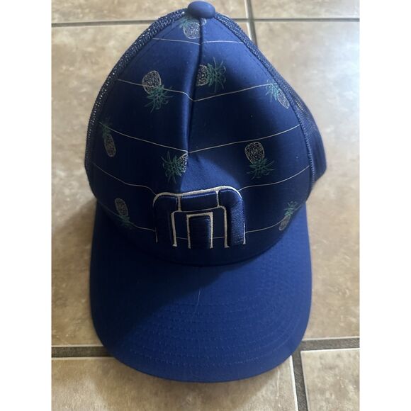 Travis Mathew Flexfit Puff Logo Blue Golf Baseball Cap Hat L-XL - Picture 1 of 4